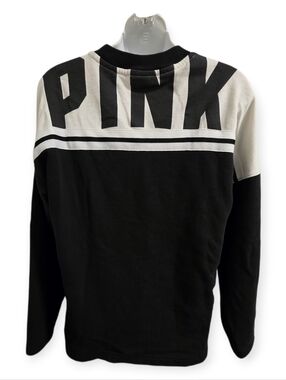 PINK Victoria's Secret Black and White Colorblock Long Sleeve Crew